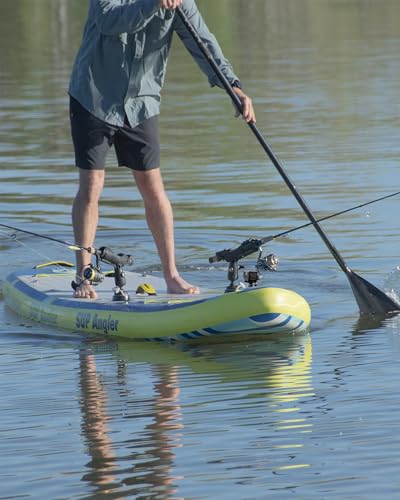 SUP Angler X-Wide Inflatable Fishing Paddle Board with Seat, Choose Accessories Package, Adjustable Fishing Rod Holders, A...