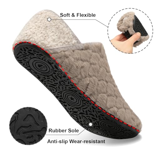 Fires Womens Mens Slippers with Rubber Sole Soft-Lightweight House Slipper Socks Around House Shoes Non Slip Indoor/Outdoor