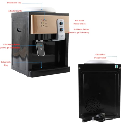 EWANYO Top Loading Water Dispenser Countertop Water Cooler Dispenser- Hot & Cold Water Dispenser, Holds 1.2 to 5 Gallon Bo...