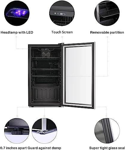 Antarctic Star 26 Bottle 130 Can Wine Cooler/Cabinet Beverage Refrigerator Mini Wine Cellar Beer Soda Clear Glass Door Bar...