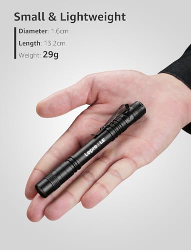 LE LED Pen Flashlights, Lightweight, Mini, Waterproof Pocket Flashlight with Clip, 2 Pack Small Flashlights for Inspectio...