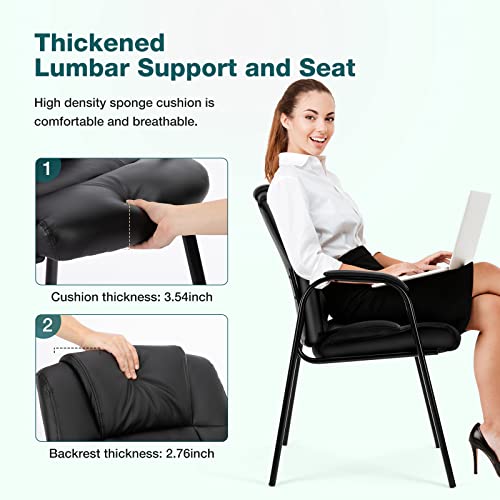 OLIXIS Waiting Room Chairs Set of 4, Leather Office Desk Reception Guest Stationary Side Chair with Padded Arms for Home C...
