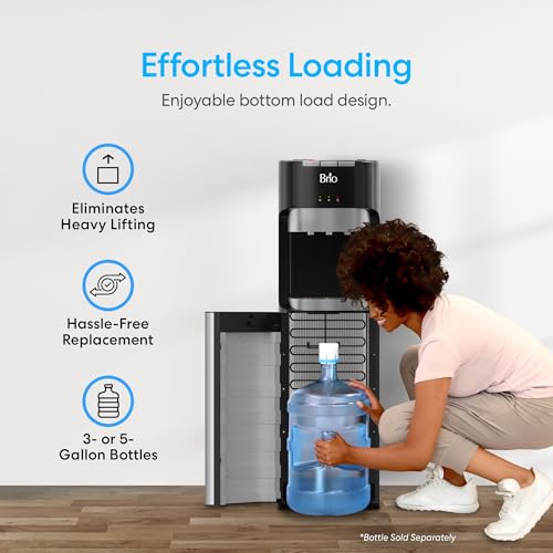 Brio Bottom Loading Water Cooler Dispenser for 5 Gallon Bottles - 3 Temperatures with Hot, Room & Cold Spouts, Child Safet...