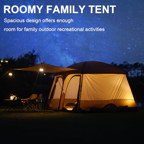 Vidalido Tents，6-8 Person Camping Tent with Extended Vestibule，2 Room Weather Resistant Family Tents，Easy Install Waterpro...