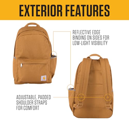 Carhartt 21L Classic Laptop Backpack, Water-Resistant Pack W/ 15" Laptop Sleeve and Organizational Compartments, PFAS Fre...