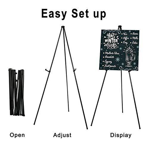 Mutualsign 6 Packs Easel Stand for Display Easels for Signs Black Easel Floor Tripod Standing Poster Easel, Lightweight Me...
