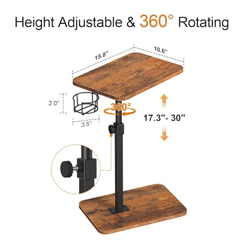 Giikin TV Tray Table, 360° Swivel Height Adjustable TV Trays for Eating on Couch,Sofa Armrest Side Table for Small Spaces ...