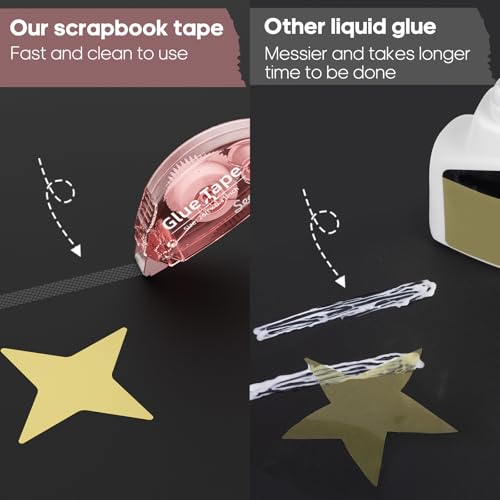 Secopad 12 Pack Scrapbook Tape, Double Sided Tape Roller for Crafts, Adhesive Glue Runner for Scrapbooking Journal Supplie...