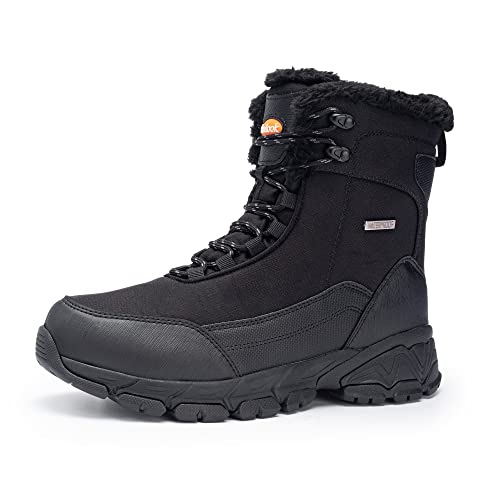 SHULOOK Men's Snow Boots Waterproof Warm Fur Lined Winter Hiking Boot Non-slip Outdoor Ankle High-top Shoes Work Hiker Tre...