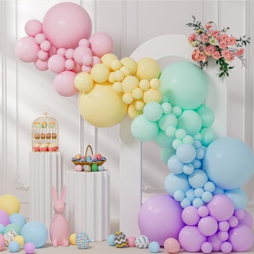 145pcs Pastel Balloons Different Sizes 18" 12" 10" 5" Latex Balloon Garland Arch Kit for Birthday Rainbow Party Baby Showe...