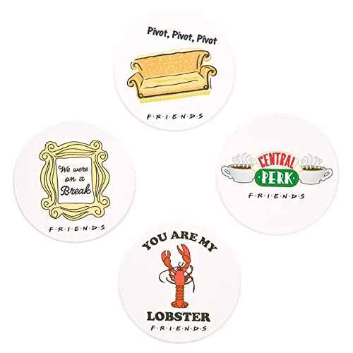 Friends TV Show Merch Ceramic Drink Coasters Set of 4 with Cork Backing | Friends Home & Kitchen Decor