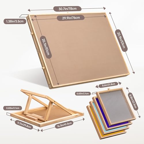 Tektalk Jigsaw Puzzle Table with Integrated Adjustable Stand/Bracket and Removable Cover, 3-Tilting-Angle Wooden Plateau P...
