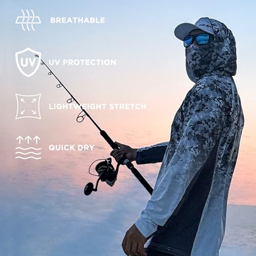 SYNKER Stealth All Weather Performance Fishing Camo Hoodie | UPF 50+ Long Sleeve Shirt for Men and Women, Camouflage