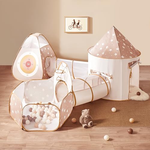 Tiny Land Play Tunnel and Ball Pit for Toddlers, 5pcs Indoor Playground - Foldable Pop Up Tents with Carry Bag, Outdoor Pl...
