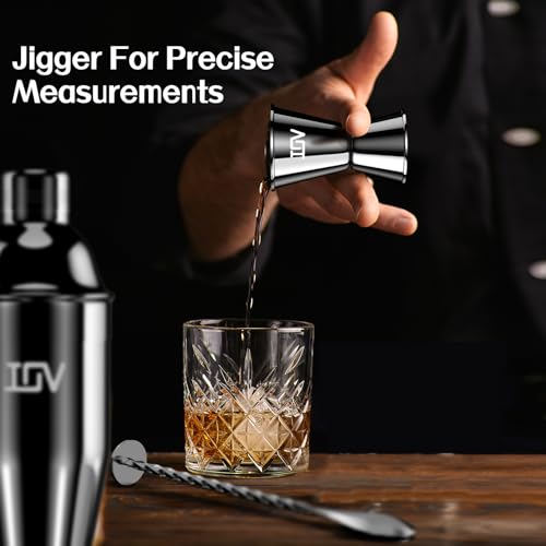 IOV Cocktail Shaker Bar Set, 24oz Martini Shaker with Built-in Strainer, Bar Tool Kit with Recipes Booklet, Professional S...