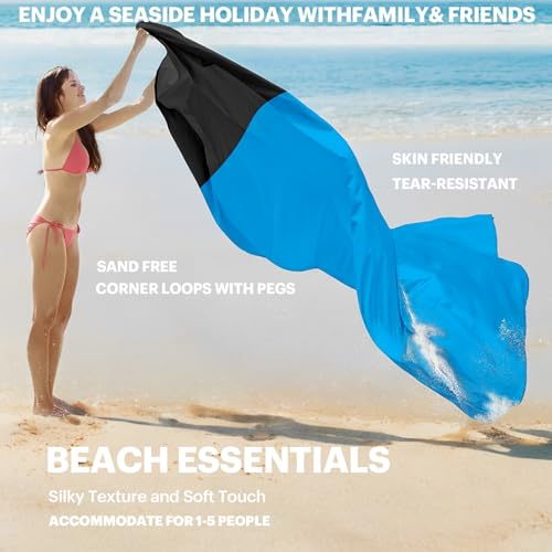 Beach Blanket Sandproof Waterproof, Beach Essentials Extra Large Beach Mat, 79" X 55" Oversized Durable Outdoor Picnic Mat...