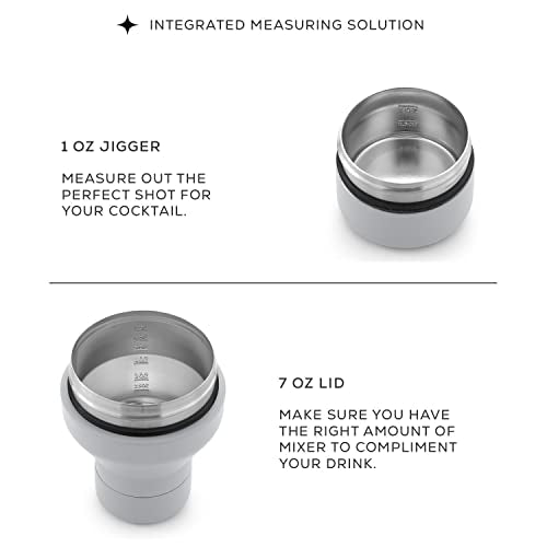 JoyJolt Triple Insulated Cocktail/Protein Shaker Bottle. 20oz Shaker Cup with Alcohol Measure Lid and Jigger Cap. 12hr Ice...