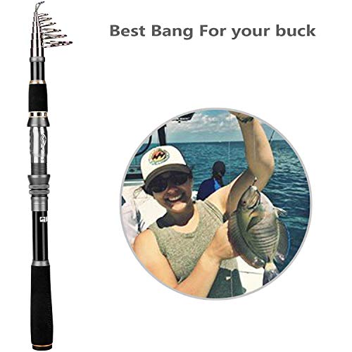 PLUSINNO Fishing Rod, Telescopic Fishing Rod and Reel Combo, Collapsible Travel Fishing Pole Rod Starter Kit, Carbon Fiber...