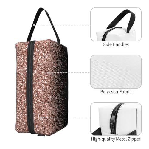 Aruzdey Black Rose Gold Blush Pink Glitter Glam Travel Toiletry Bag Toiletry Bag For Women Men Hanging Cosmetic Bag Travel...