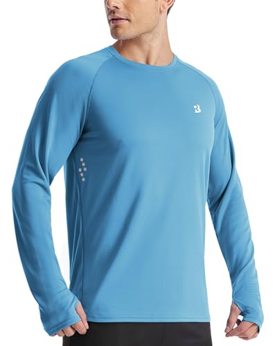 Roadbox Men's UPF 50+ Swim Rash Guard, Long Sleeve UV Sun Protection SPF Water Shirts Quick Dry for Outdoor Fishing Hiking