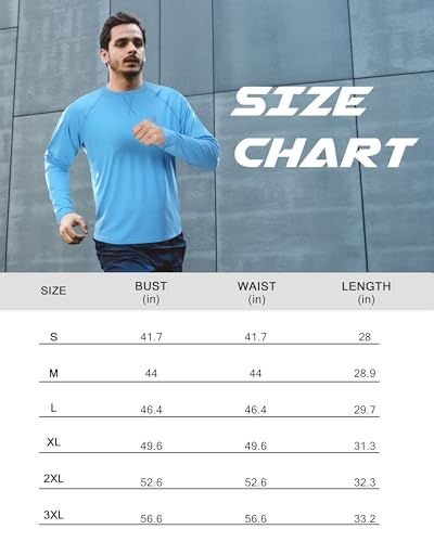 UV Protection Long Sleeve Swim Rash Guard, UPF 50+ Sun Shirts for Men,Water Fishing Hiking Beach Outdoor Shirt