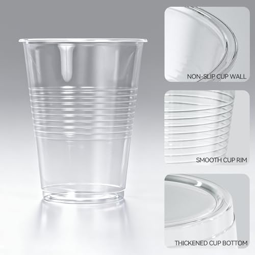 UPLIKSMEN 9 oz Plastic Cups,504 pack-Clear Disposable Drinking Cups, Water Cups for Cold beverages，Plastic Clear Cups for ...