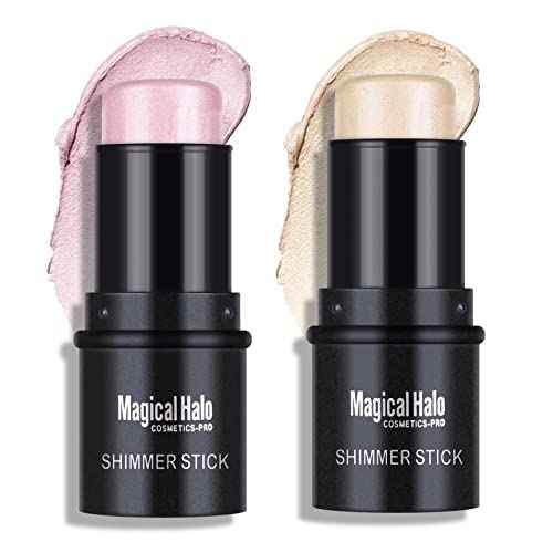 Ownest 2 Colors Highlighter Stick, Shimmer Glow Cream Highlighter for Face & Body, Subtle Shimmer Face Illuminator, Buildable, Blendable, Smooth Hydrating Radiance Balm, for All Skin Types