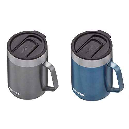Contigo Streeterville Stainless Steel Travel Mug with Splash-Proof Lid Sake;Blue Corn 14 Ounces 2-Pack