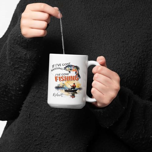 Fishing Man Design Ceramic Cup, Customized Name Fishing Mug 11oz 15oz, Personalized Coffee Cup With Fishing Scene, Custom ...