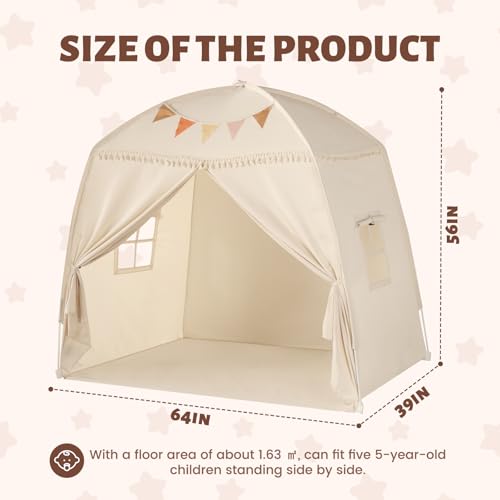 Sumbababy Large Teepee Tent for Kids: with Star Lights & Flags - Tent for Kids Indoor Toddler Teepee for Boys & Girls - To...