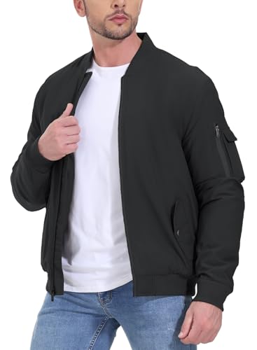 Gopune Men's Windproof Bomber Jacket Warm Water Resistant Windbreaker Winter Outwear Quilted Jackets Coats