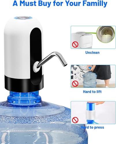 Myvision Water Dispenser for 5 Gallon Bottle,Portable USB Charging Electric Water Pump, Drinking Water Jug Pump for Home, ...