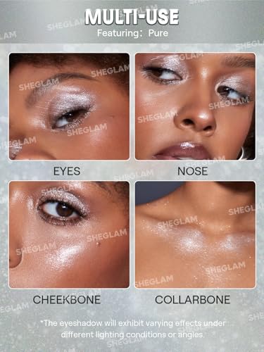SHEGLAM Enigma Sparkly Eyeshadow Longwear Eyeshadow Single, High-Pigment Eye Shadow Compact, Smooth & Blendable Colors-Pure
