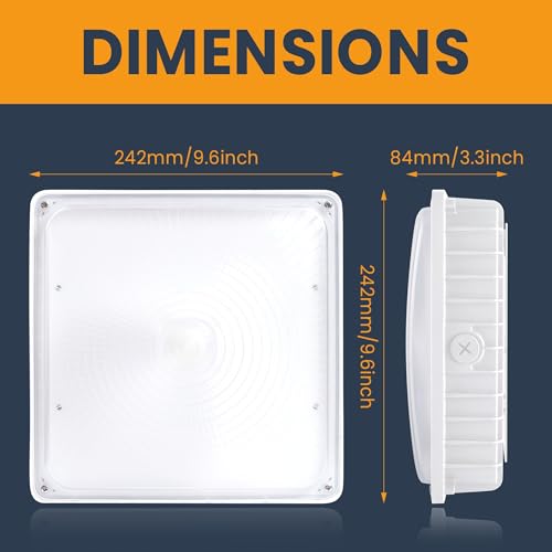 LED Canopy Light 70W 3CCT 3000/4000/5000K, 30/45/60/70W Selectable, IP65 Waterproof, LED Canopy Lights Outdoor, Dim 100-27...