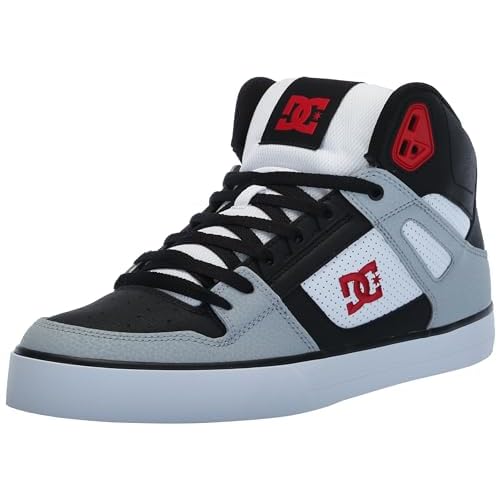 DC Men's Pure High Top WC Skate Shoe Black/Grey/RED 11