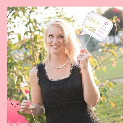 Wedding Photobooth Props Kit, Engagement Photo Booth Accessories with Wooden Dowels for Bridal Shower Wedding Favour Party...