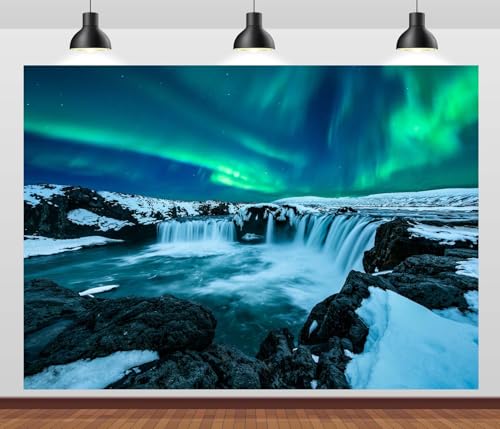 CORFOTO 7x5ft Northern Lights Photo Backdrop Iceland Polar Falls Landscape Photography Background Aurora Borealis Backdrop...