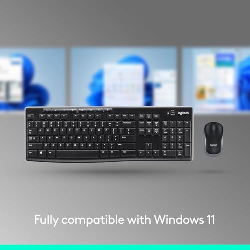Logitech MK270 Wireless Keyboard and Mouse Combo for Windows, 2.4 GHz, 8 Multimedia Keys, PC, Laptop, Wireless Keyboard Co...