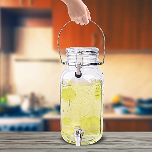 Eleganttime 1 Gallon Glass Drink Dispensers for Parties,2 Pack Beverage Dispenser With Spigot,Laundry Detergent Dispenser ...