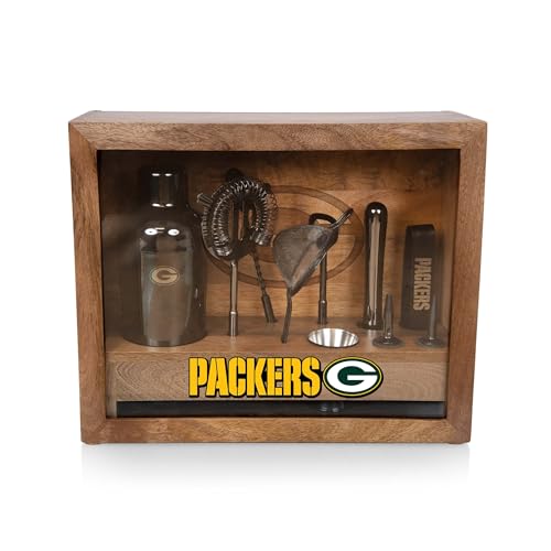 Picnic TIME NFL Green Bay Packers Old Fashioned Cocktail Bar Set, Bartender Kit, Shaker Set, Bar Accessories with Wood Gif...