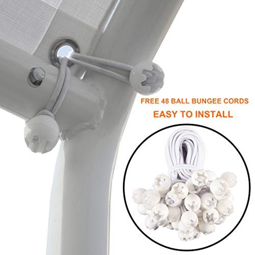 Thanaddo 10 x 20 Ft Carport Replacement Canopy Cover Garage Top Tent Shelter Tarp with Free 44 Ball Bungee Cords,White(Onl...