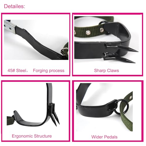 Rohseson Tree Climbing Spikes, Tree Climbing Gear with Non-Slip Pedal, Adjustable Tree Climbing Tool Set