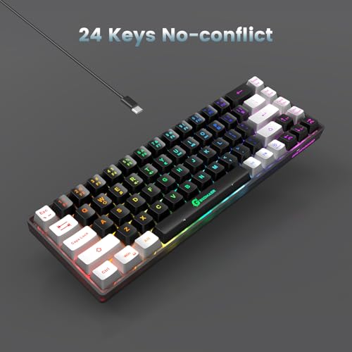 GEODMAER 65% Gaming Keyboard, LED Backlit Mini Wired Gaming Keyboard, Ultra-Compact Anti-Ghosting No-Conflict 68 Keys Gami...