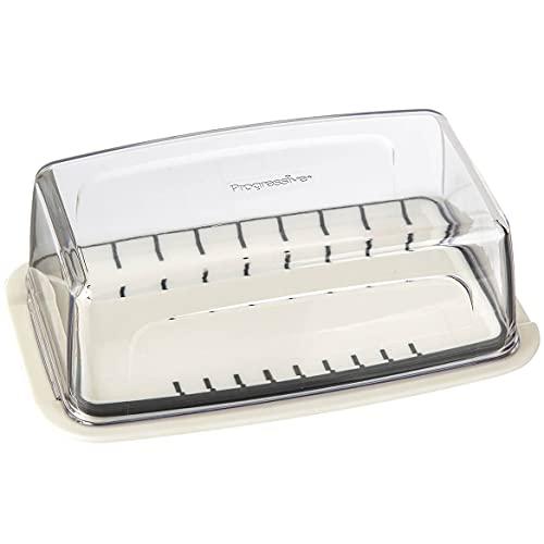 Progressive International Corp. Butter or Cream Cheese Keeper Dish with Wide Design and Plastic Cover Clear One Size Fits All