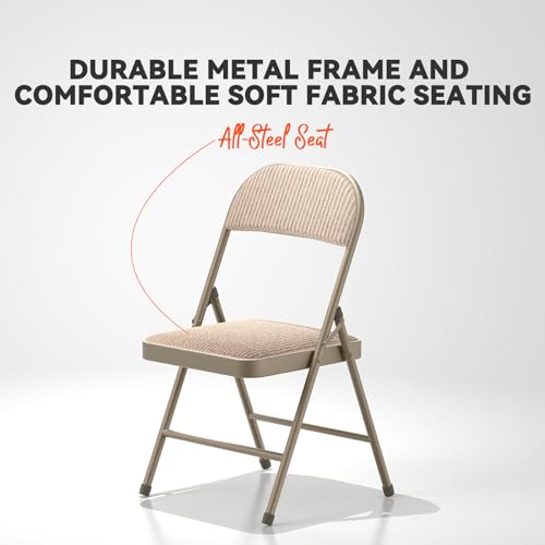 Nazhura 4 Pack Folding Chairs, Fabric Dining Chair Set with Padded Cushion and Back, Indoor Outdoo Seat for Home Office Ev...