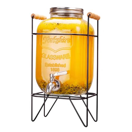 Tfwadmx 1 Gallon Drink Dispenser Glass Beverage Dispenser With Stand Leak Proof Stainless Steel Faucet Wide Mouth Mason Ja...