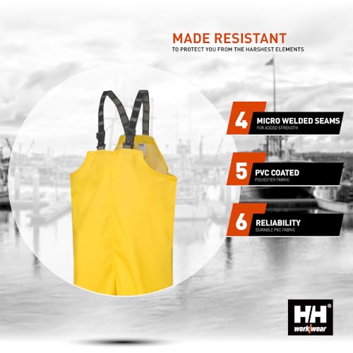 Helly-Hansen Mandal Waterproof Bib Overalls - PVC Rain Gear for Men - Fishing Pants for Men - Heavy-Duty Work Overalls