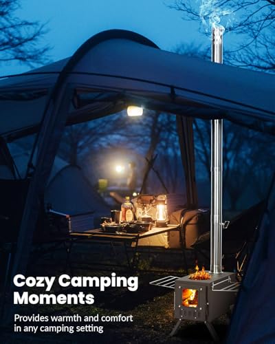 Upgraded Portable Wood Stove for Camping, YRenZ Compact Tent Stove with Large Firebox, High Airtightness for Outdoor Cooki...
