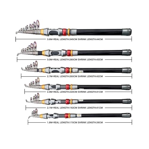 NIXWORTAL Fishing Rod 1.8M-3.6M Fishing Rod and 5.2:1 Spinning Fishing Reel Fishing Combo Portable Freshwater Fishing Kit ...