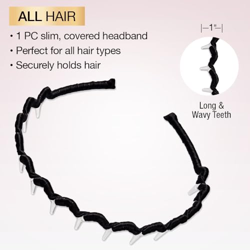 Scunci by Conair Effortless Beauty Zig Zag headband - hair accessories for women - hairpin headband - black headband - 1 C...